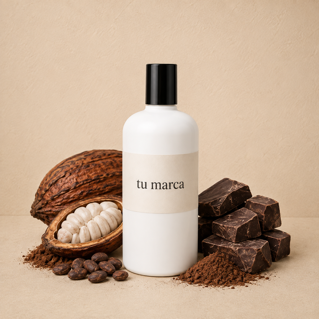 10 Aceite Corporal - Cacao Botella Pet Blanca 500ml