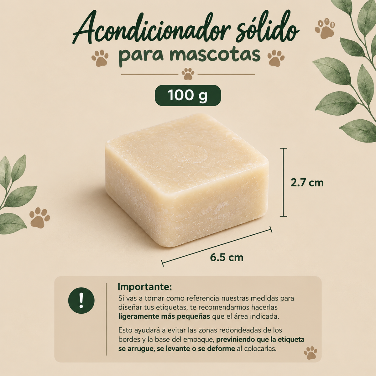 Acondicionador Sólido para mascotas de Lavanda y Coco
