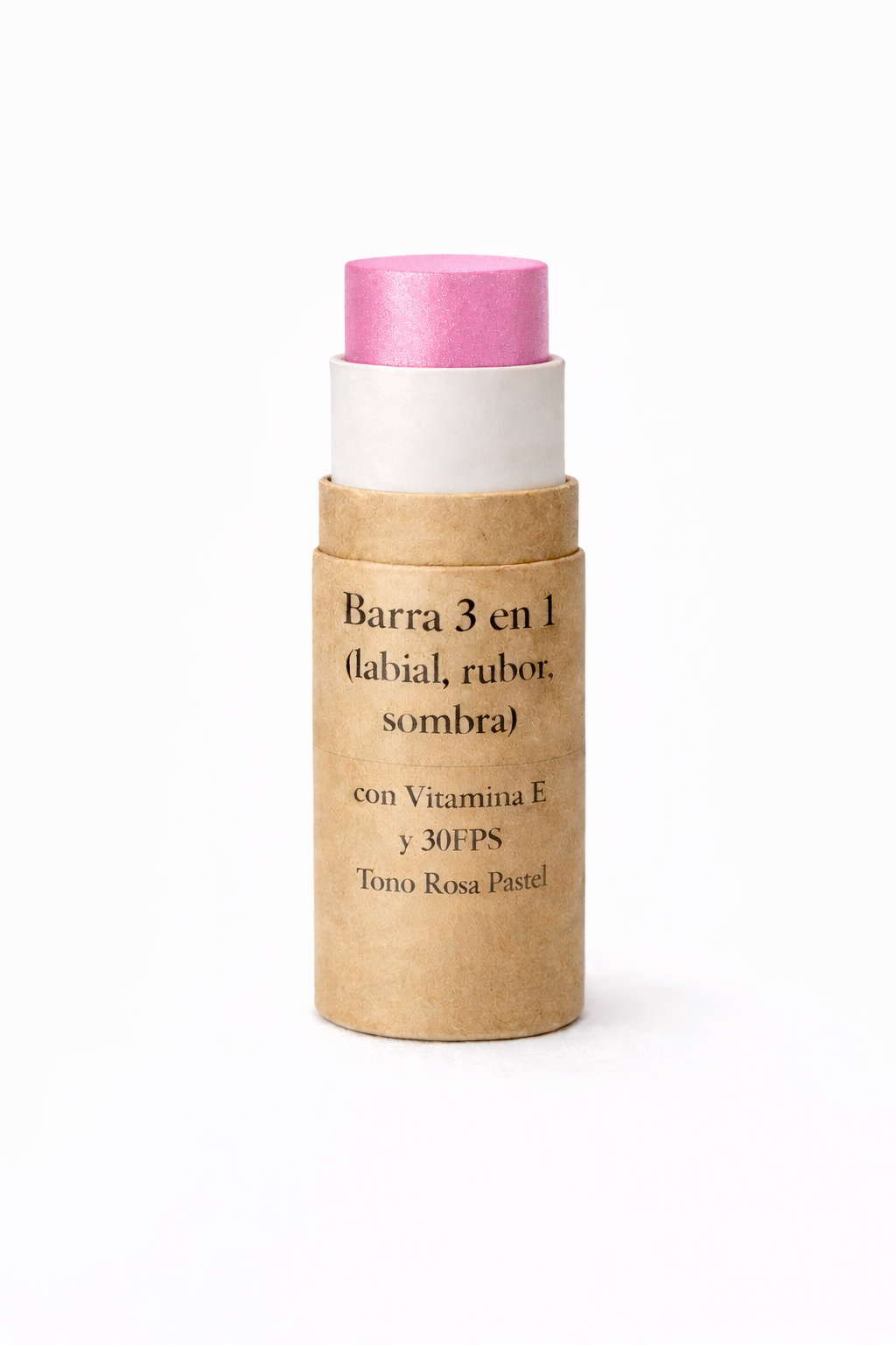 10 Barra 3 en 1 (labial, rubor sombra) con Vitamina E y 30FPS Tono Rosa Pastel