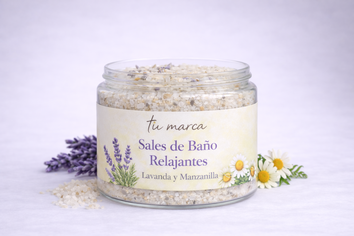 10 Sales de Baño Relajante: Lavanda y Manzanilla - 160g