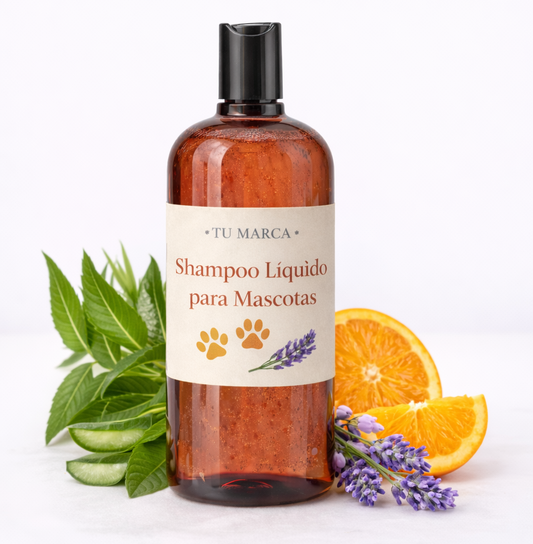 Shampoo Líquido para mascotas de Lavanda, Naranja, Tea Tree y Neem