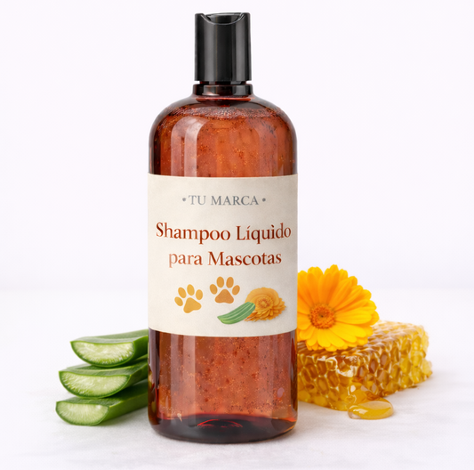 Shampoo Líquido para mascotas de Avena, Aloe Vera, Caléndula y Miel