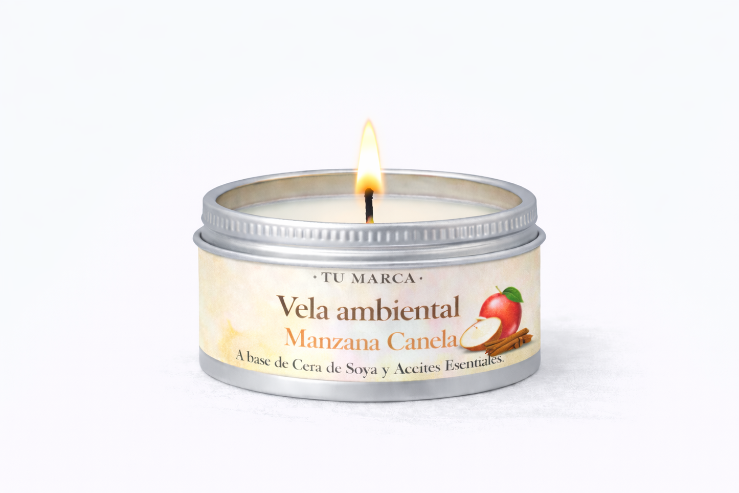 10 Velas Ambientales - Manzana Canela:  A base de Cera de Soya y Aceites Esenciales