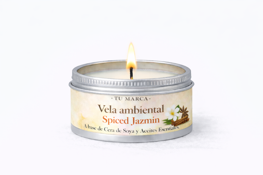 10 Velas Ambientales - Spiced Jazmín:  A base de Cera de Soya y Aceites Esenciales