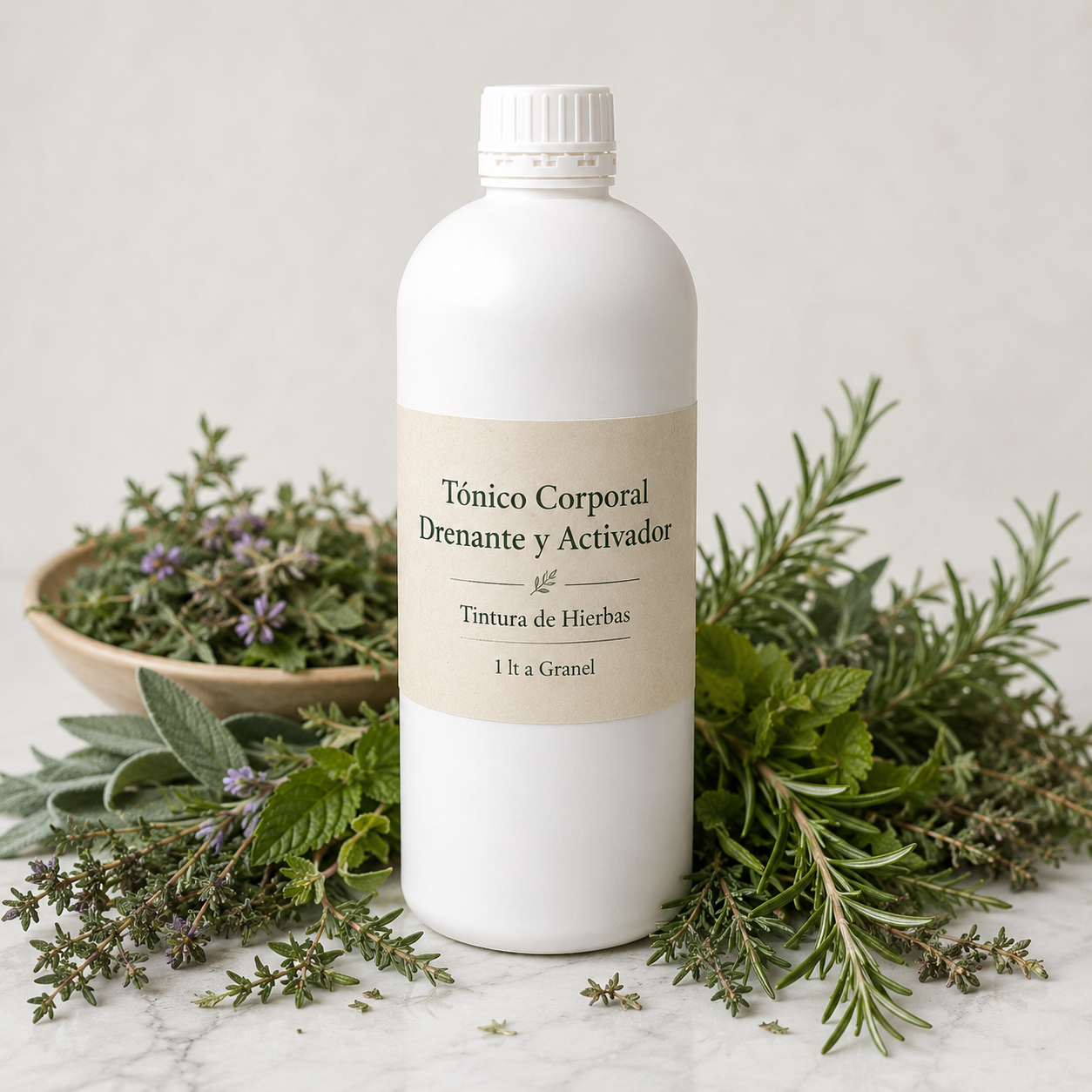 Tónico Corporal Drenante y Activador - Tintura de Hierbas - 1lt a Granel