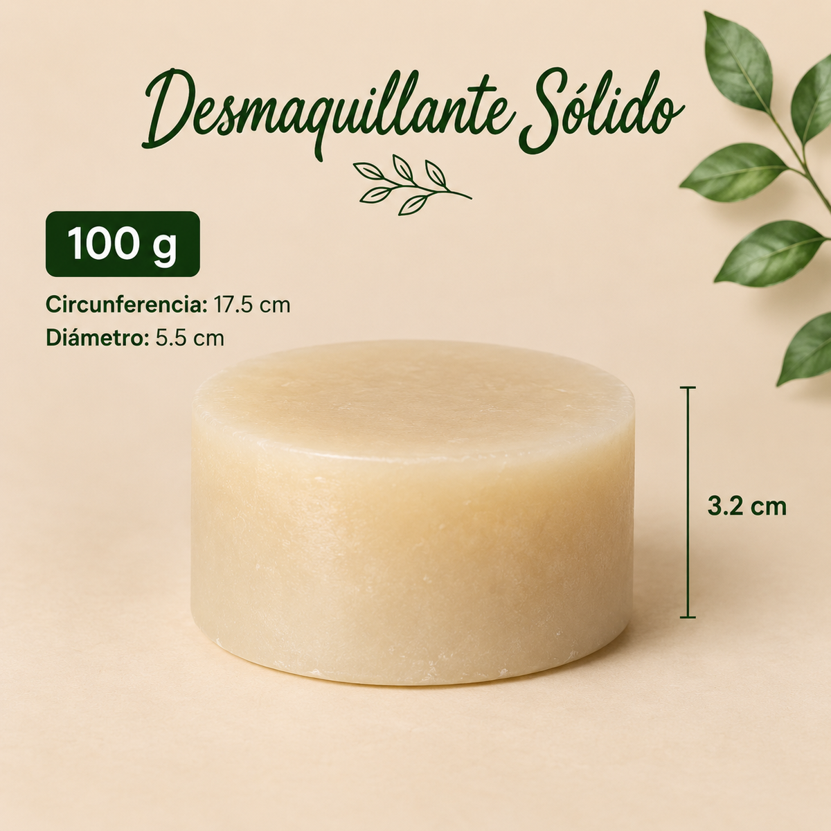 Desmaquillante Sólido de Té Verde de 70g