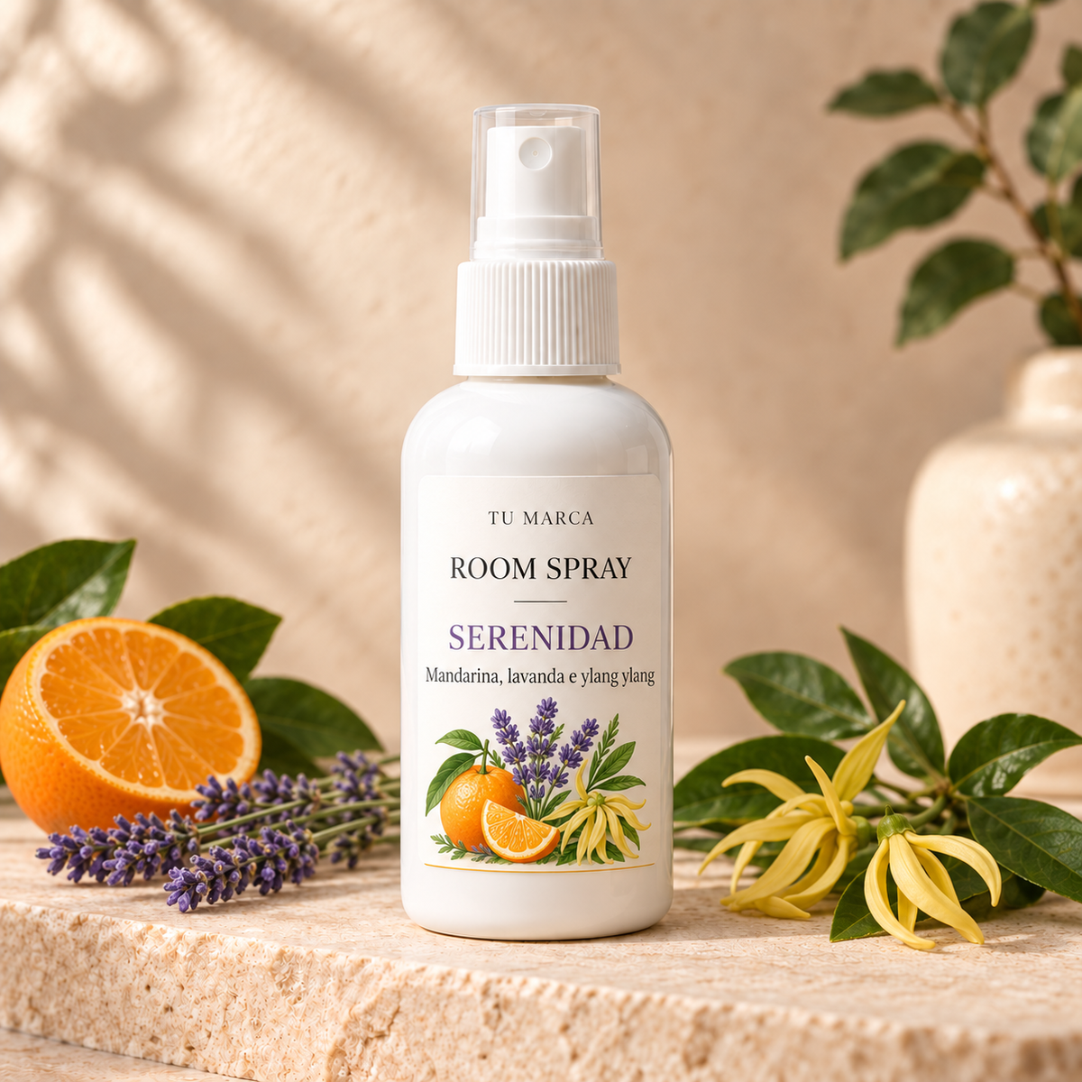 Room Spray de Mandarina, Lavanda e Ylang Ylang (Relajación/Serenidad/Tranquilidad)