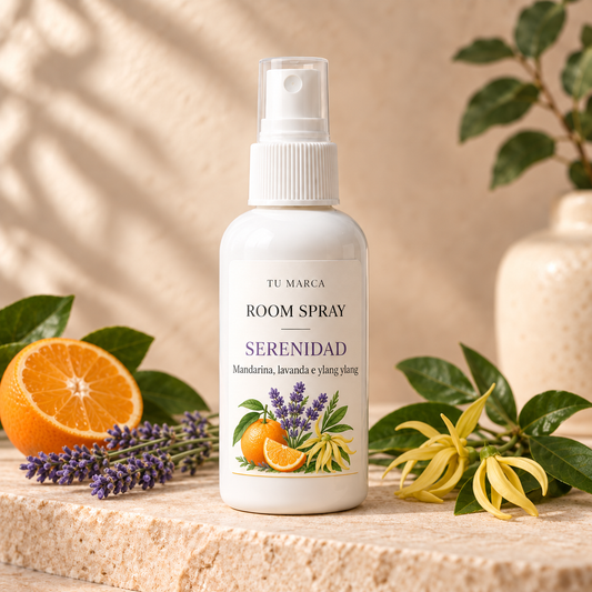 Room Spray de Mandarina, Lavanda e Ylang Ylang (Relajación/Serenidad/Tranquilidad)