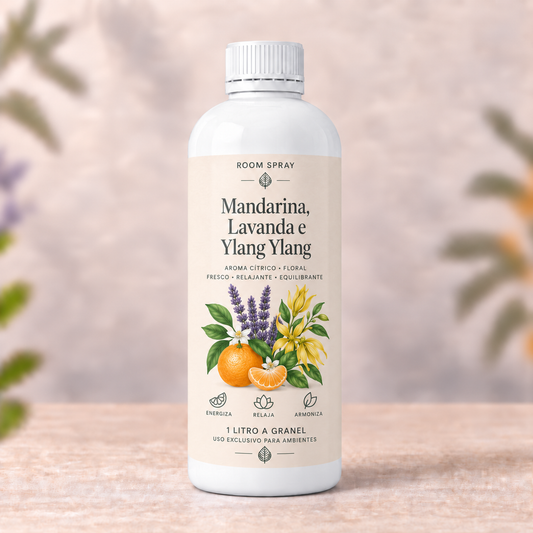 1 Litro Room Spray de Mandarina, Lavanda e Ylang Ylang (Relajación)